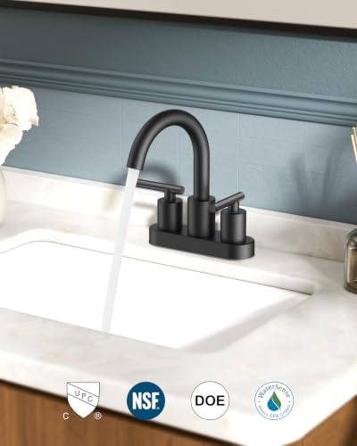 Bathroom Sink Faucet 3 Hole Brushed Gold 4 Inch Centerset 2 Pack (2 Count)