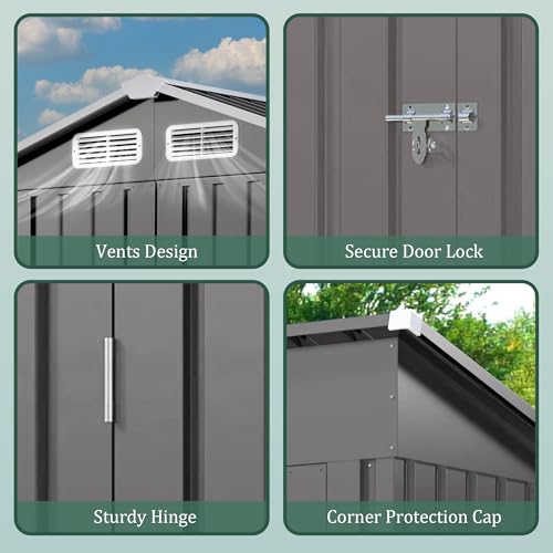 Outdoor Storage Shed 5x3x6FT Pitched Roof