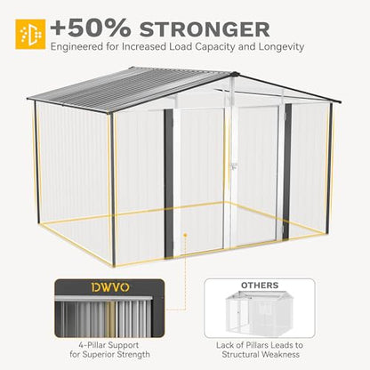 10x8FT Outdoor Storage Shed with Lockable Doors & Ventilation