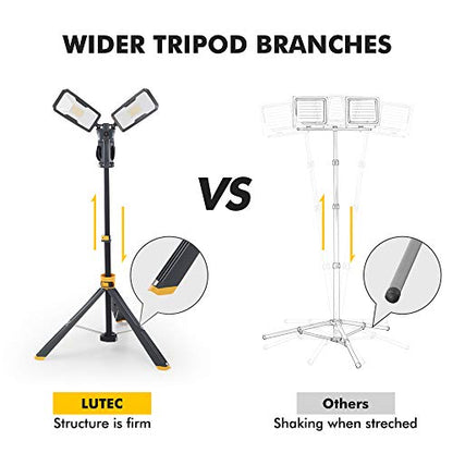 Upgraded】LUTEC 6290Max 15000 Lumen 138W Dimmable LED Work Light with Telescoping Tripod