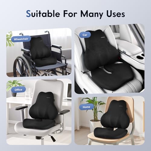 Memory Foam Car Seat Cushion and Lumbar Support Pillow for Car