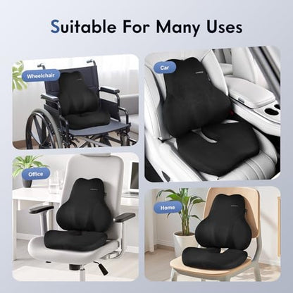 Memory Foam Car Seat Cushion and Lumbar Support Pillow for Car