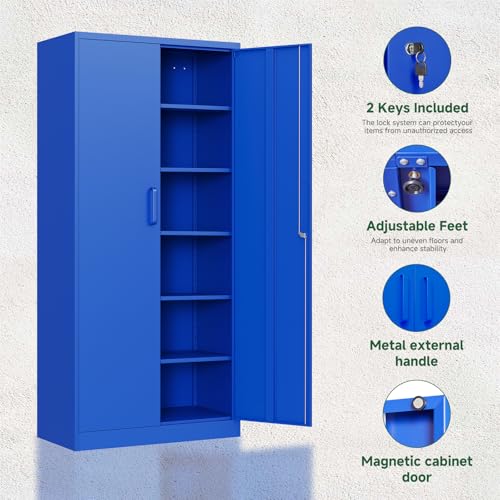 Metal Garage Storage Cabinets with Lock Door and Adjustable Shelves
