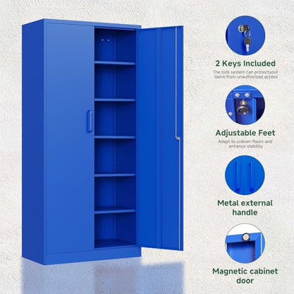 Metal Garage Storage Cabinets with Lock Door and Adjustable Shelves