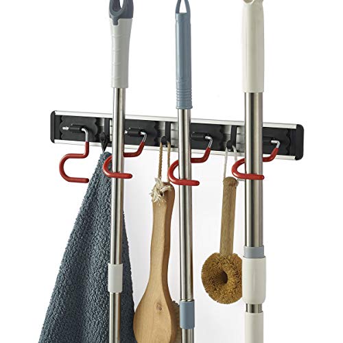 Wall Mounted Mop and Broom Holder Stainless Steel S Type Broom Rack Anti