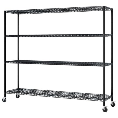 4 Tier Metal Storage Shelves 65''H Wire Shelving with Wheels for Storage Adjustable Heavy Duty Garage Shelving Storage Racks for Pantry Shelves Kitchen Office Garage