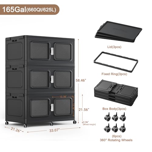 660 Qt Extra Large Stackable Storage Bin with Lids (3 Count)