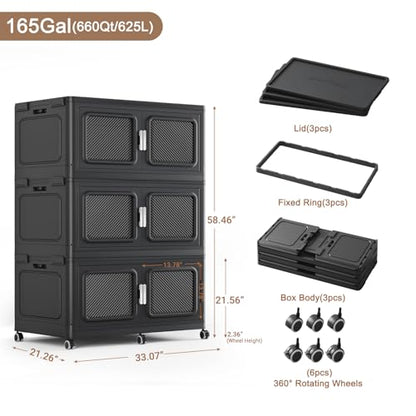 660 Qt Extra Large Stackable Storage Bin with Lids (3 Count)