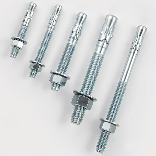 5/8x4-1/4 10Pcs Inch Standard Fasteners for Heavy-Duty Zinc Wedge Anchors for Cement and Concrete (10 Count)