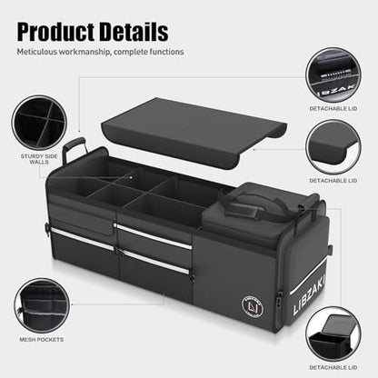 LIBZAKI Oversize 4 in 1 Car Trunk Storage Organizer