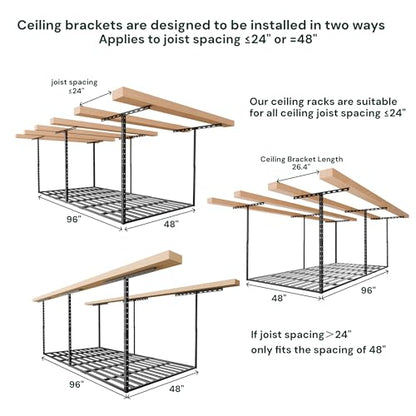 4x8 Overhead Garage Storage Rack Organization