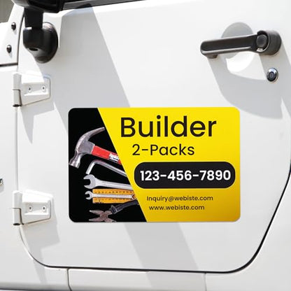 Custom Car Magnet Signs for Builder and Contractor (2 Count)