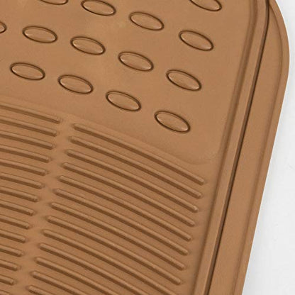 Beige Heavy Duty Front & Rear Rubber Floor Mats Universal Liners for Car SUV Van & Truck