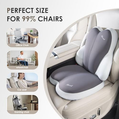 Car Seat Cushion and Back Support for Car Ultrathick Memory Foam Office Chair Cushions with Lumbar Support Pillow for Sciatica & Back & Tailbone Pain Relief