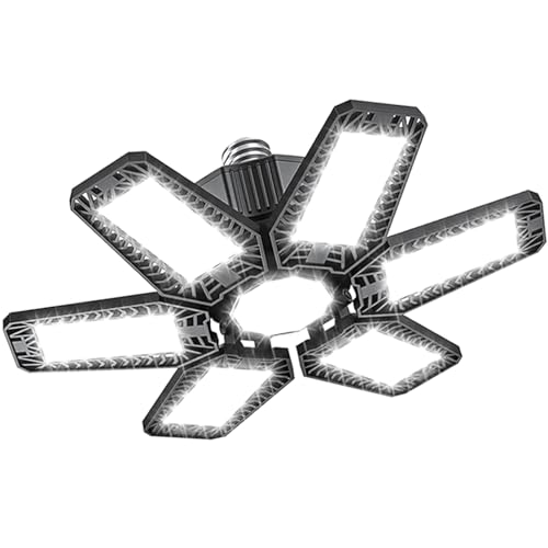 Garage Light 180W 18000 LM 6500K Deformable Garage Lights Ceiling LED with 6+1 Adjustable Panels