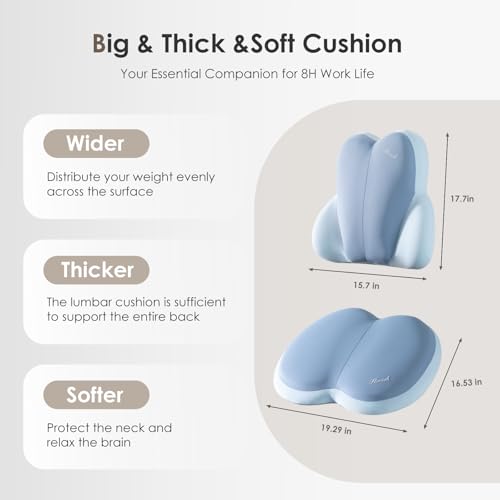 Car Seat Cushion and Back Support for Car Ultrathick Memory Foam Office Chair Cushions with Lumbar Support Pillow for Sciatica & Back & Tailbone Pain Relief