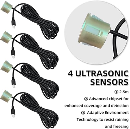 Parking Sensor Kit Backup Sensor Kit Reverse Sensor for Car 20 Color Options for Probes Adjustable Alarm Volume Professional Sensore de Reversa para Carro Safe Driving Assistant Champagne Gold