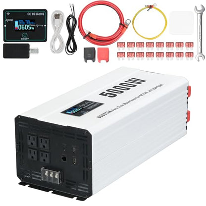 5000W Power Inverter Pure Sine Wave 12V DC to 120V AC