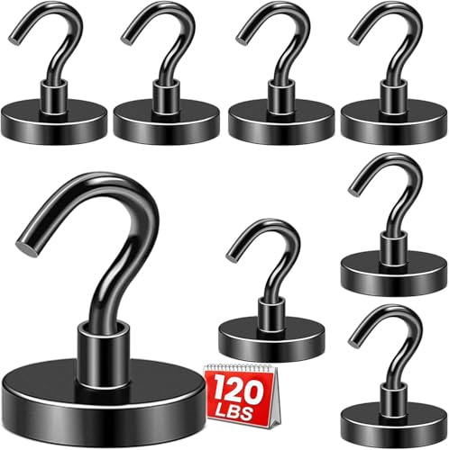 Magnetic Hooks 8pcs 120lbs Cruise Essentials 2026 Magnet Hook Black (8 Count)