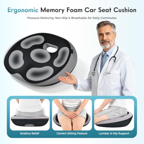 Memory Foam Car Seat Cushion with 2
