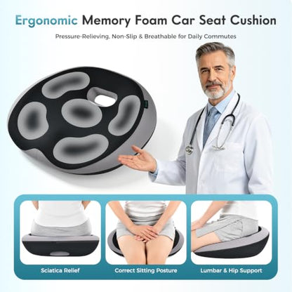 Memory Foam Car Seat Cushion with 2