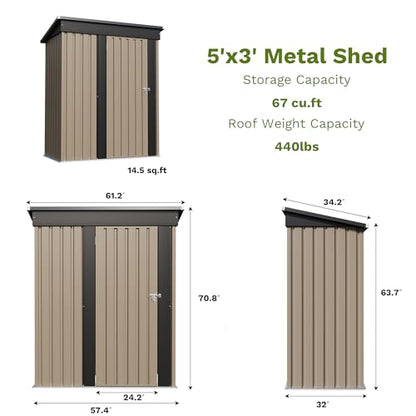 5x3 FT Outdoor Storage Shed