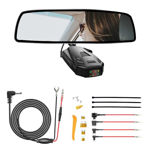 Radar Detector Rearview Mirror Rod Mount and Radar Power Cord Hardwired Kit