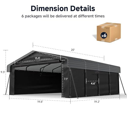 20 x 20 FT Metal Carport with Roll