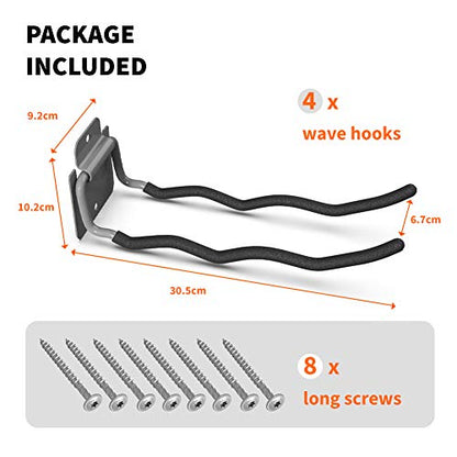Garage Tool Organizer Hooks (4 Count)