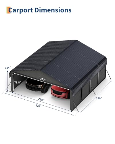 20'X20'X10' Metal Car Port for 2 Cars