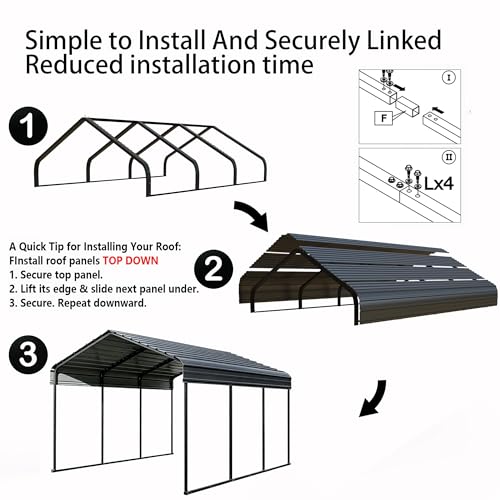 10x15FT Metal Carport with Vertical Roof