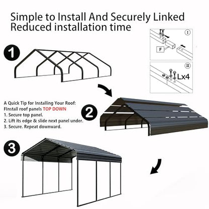 10x15FT Metal Carport with Vertical Roof
