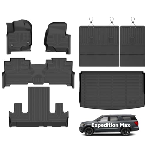 All Weather Floor Mats and Cargo Mat Set for Ford Expedition Max 7 Seats 2021