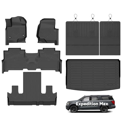 All Weather Floor Mats and Cargo Mat Set for Ford Expedition Max 7 Seats 2021