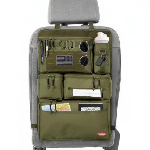 Tactical Seat Back Organizer Heavy Duty MOLLE Panel Organizer with Multiple Pockets & Hook Loop Panel for Road Trip Essentials