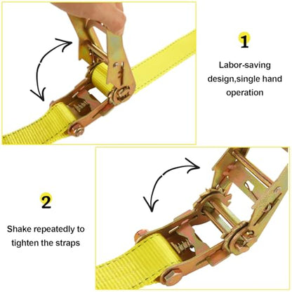 4 Pack 2 Inch Ratchet Straps Heavy Duty 20ft Tie Down Straps Ratchet with Double J Hook (4 Count)