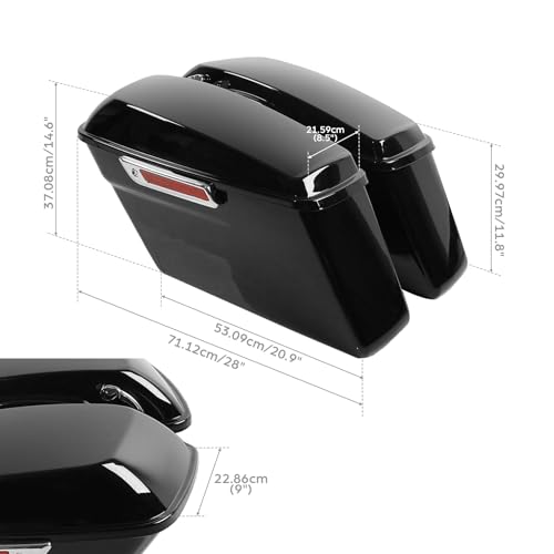 Vivid Black Hard Saddlebags with Chrome Latches Lock&Key Set Fit for Harley Touring Road King Street Glide Electra Ultra 2014 (2 Count)