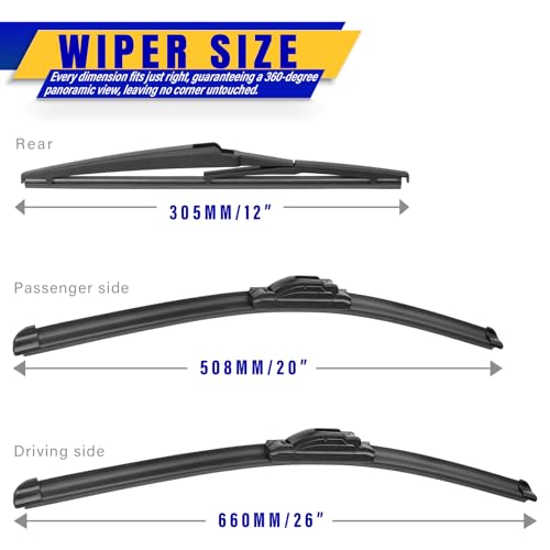 3 Wipers Fits Toyota Sienna 2021