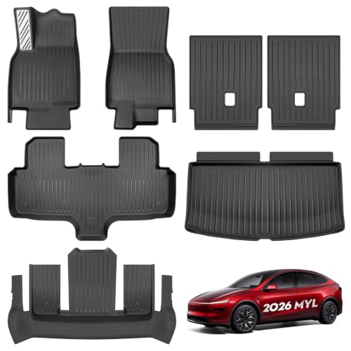 7PCS Floor Mats Trunk Mat &Seat Back Protector for Tesla Model YL 2026