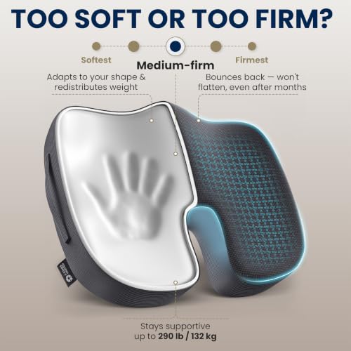 Seat Cushion Memory Foam Chair Cushion for Tailbone Pain Relief