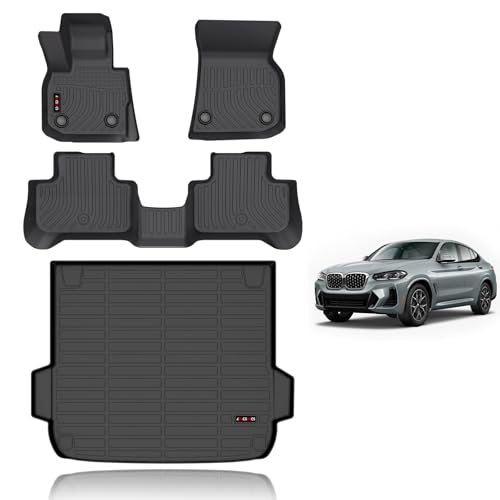 Floor Mats & Cargo Liner Custom for BMW X4 2019 2020 2021 2022 2023 2024 2025 Car Mats Automotive Cargo Mat Floor Liners Trunk Mat X4 All Weather Floor Mats Trunk Liner Black