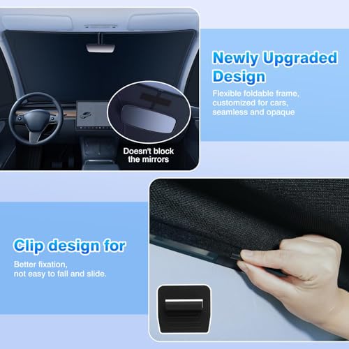 Window Shades for Tesla Model Y Juniper 2025 2026 Windshield Side Rear Window Full Set Blackout Privacy Sunshades for Model Y Accessories Foldable Black Out Window Cover 8PCS (8 Count)