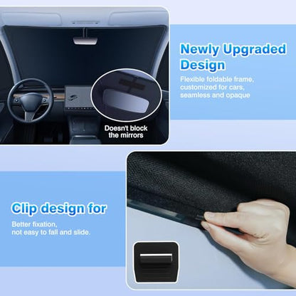 Window Shades for Tesla Model Y Juniper 2025 2026 Windshield Side Rear Window Full Set Blackout Privacy Sunshades for Model Y Accessories Foldable Black Out Window Cover 8PCS (8 Count)