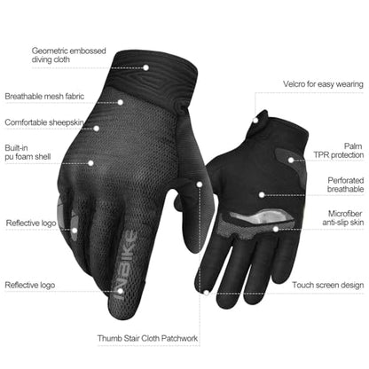 Breathable Mesh Motorcycle Gloves for Men