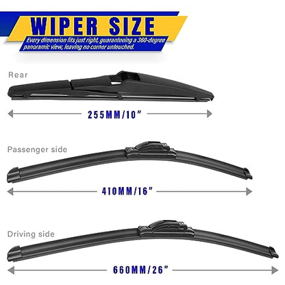 3 Wipers Fits Toyota RAV4 2013
