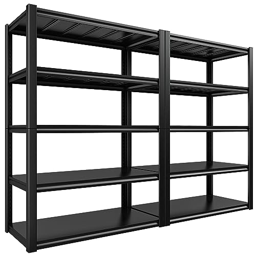 Garage Shelving 48.2" W Storage Shelves 3000LBS Heavy Duty Shelving Adjustable Metal Shelf Industrial 5 Tier Pantry Shelves for Basement Warehouse Supermarket 72.2"H x 24.2"D x 48.2"W (2 Count)