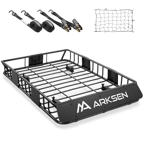 54" x 34" x 6" Roof Rack Cargo Basket with Net & Tie Down Straps