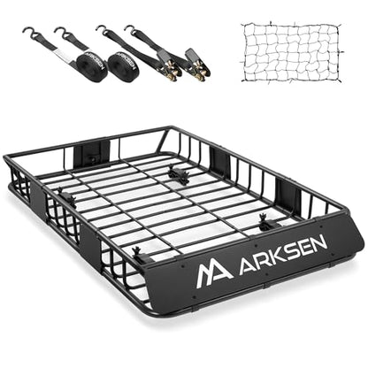 54" x 34" x 6" Roof Rack Cargo Basket with Net & Tie Down Straps