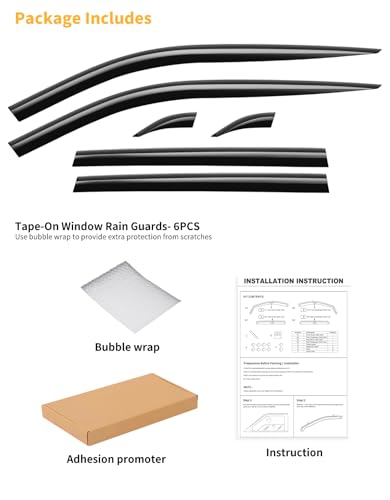 Tape On Window Visors Rain Guards for Toyota RAV4 2019 (6 Count)