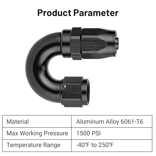 8AN 180 Degree One Piece Full Flow Hose End Fitting Swivel for CPE Braided Hose